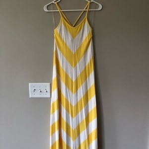 Long yellow and white chevron maxi dress